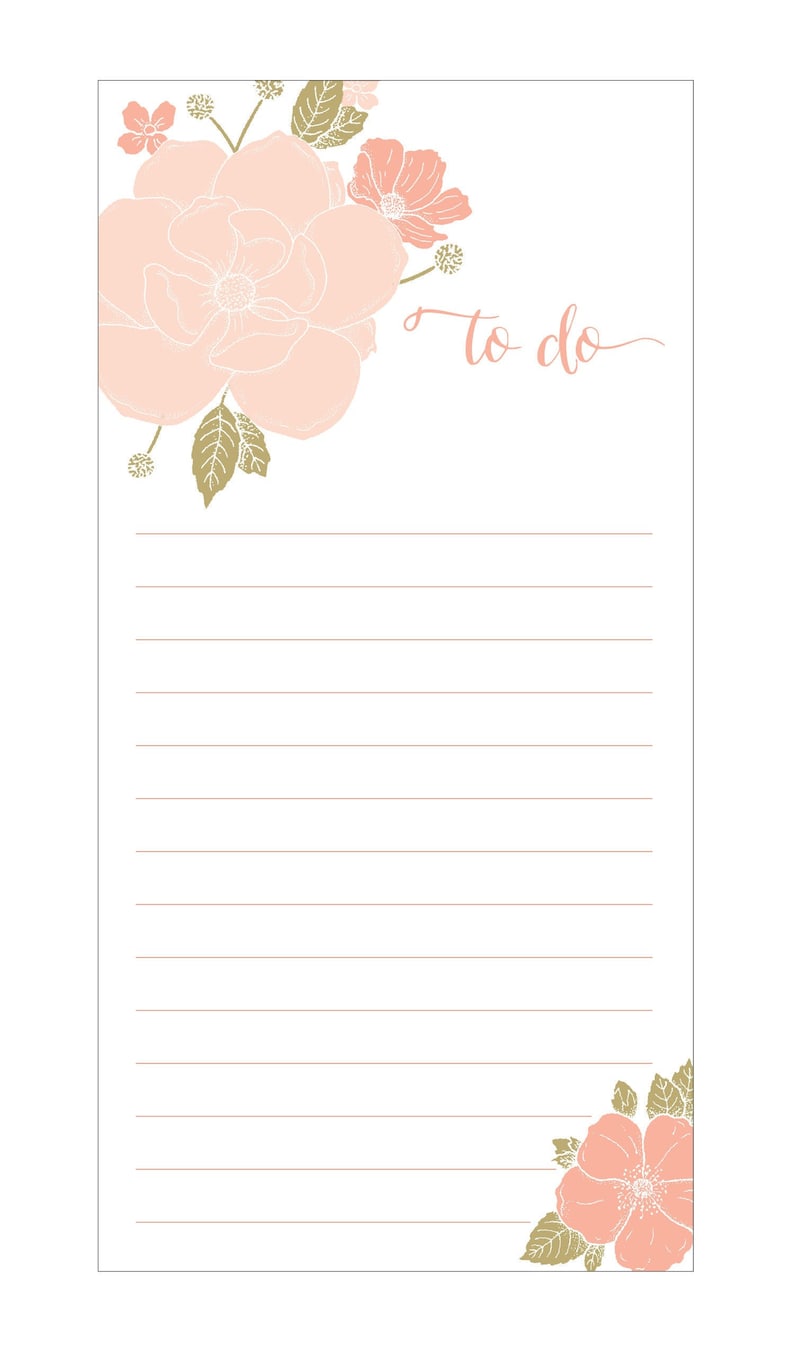 Floral Bouquet to do Notepad on White Paper