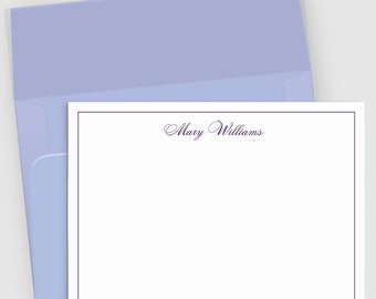 Women's Classic Script Border Stationery | Personalized Note Cards Set of 10