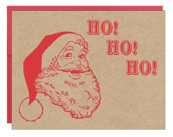 8 Ho Ho Ho Vintage Style Santa Christmas Cards