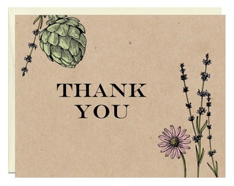 Botanical Thank You Note Cards | 8 pack | Wedding Thank You Notes