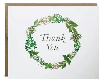 Herb Garden Wreath Thank You Cards 8 pack