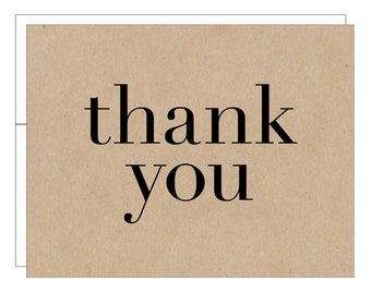 Modern Thank You Black on Kraft Greeting Card