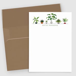 Papeterie personnalisée | Lot de 10 cartes pour correspondance sur les plantes | Papeterie personnalisée avec nom | Carte de correspondance personnalisée pour la maison