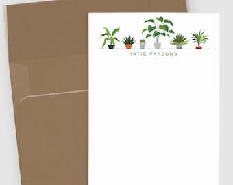 Personalized Plant Note Cards: Custom Stationery Set of 10