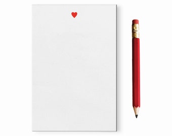 Mini Red Heart Notepad with Red Pencil