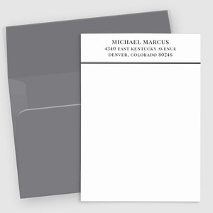 Papelería con membrete para hombre, estilo panelado, tarjetas de notas personalizadas, juego de 10, tarjeta de notas personalizada con nombre