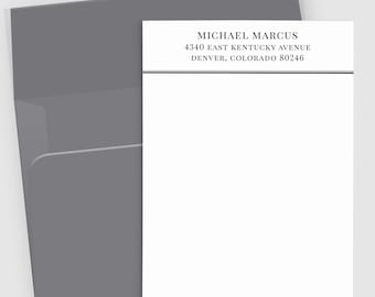 Personalized Men's Stationery: Paneled Notecard Set