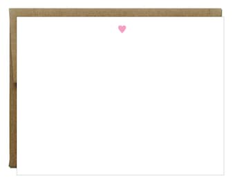 Mini Heart Letterpress Note Cards: Cotton Stationery Set of 5