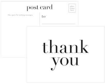 Modern Thank You Postcards | Black on White Wedding - Pack of 10