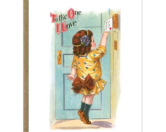 Vintage Girl Valentines Day Love Card