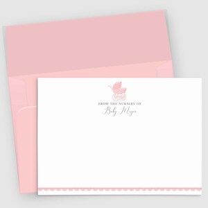 パーソナライズされたサンキュー ステーショナリー 10 個セット | ベビー ステーショナリー ノート カード | 名前入りカスタム ノート カード | 出産のお知らせ