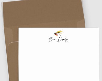 Personalized Stationery | Fly Fishing Note Cards Set of 10 | Custom Notecard with Name |