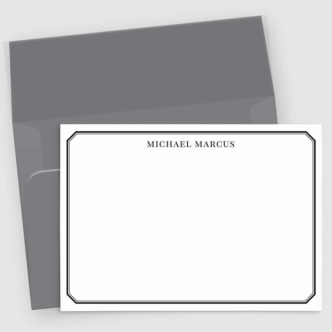 Personalized Stationery for Men Custom Name Note Cards (set of
