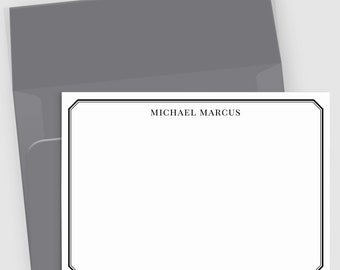 Personalized Stationery for Men: Custom Name Note Cards (Set of 10)