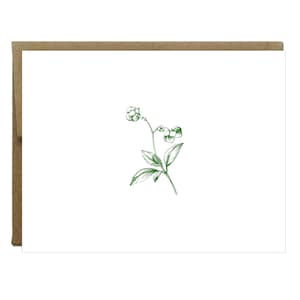 Budding Flower Letterpress Notizkarte - 5er Pack