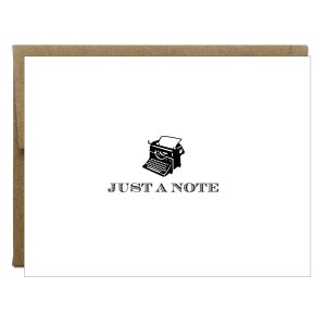 Just a Note Typewriter Greeting Card | Black and White Letterpress