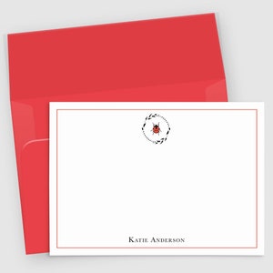 Personalized Stationery | Ladybug Note Cards Set of 10 | Custom Stationery with Name | Notecard for Girl