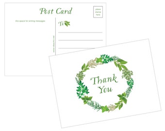 Herb Garden Wreath Thank You Postcards - Pack of 10