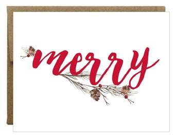 Merry Pinecone Branch Holiday Card