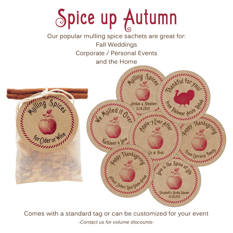 Mulling Spices Sets of 5 Personalized Favors for Fall or Winter Weddings image 5