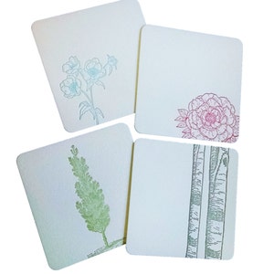 Flowers and Trees Letterpress Coasters - Pack of 4