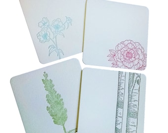 Flowers and Trees Letterpress Coasters - Pack of 4