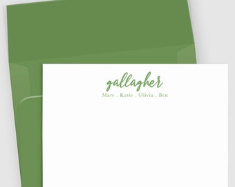 Personalized Family Name Stationery Set: Custom Note Cards