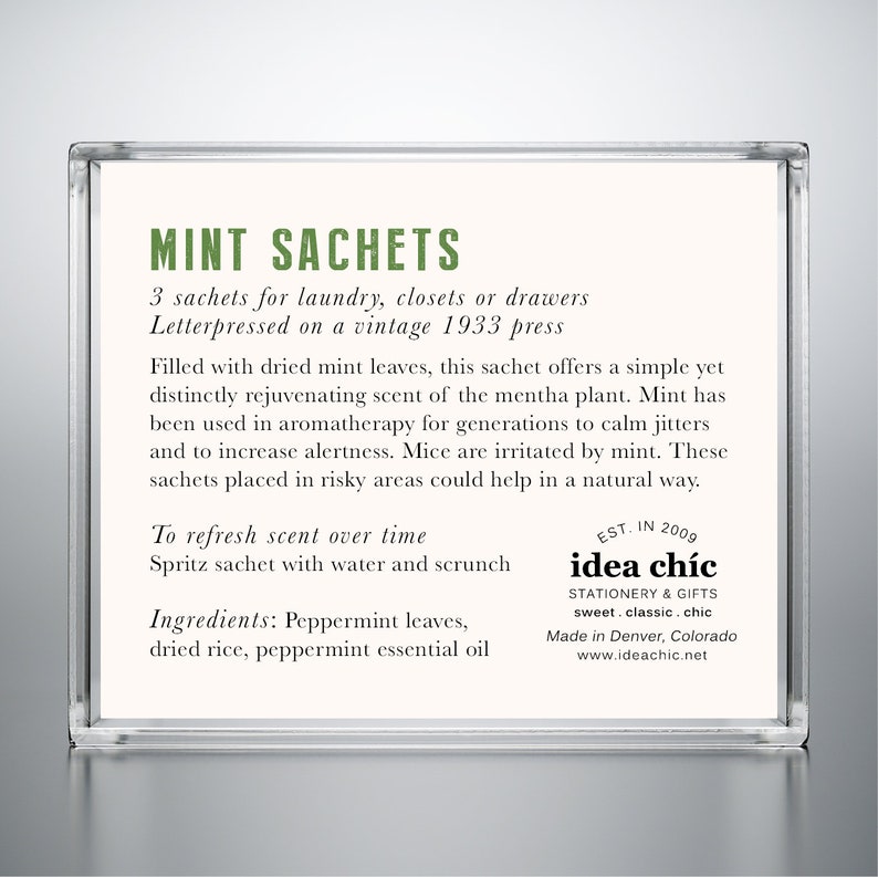 Mint Sachet 3 Pack for Closet, Drawer or Pantry image 3