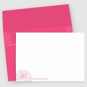 Pfingstrose Briefpapier | Personalisierte Grußkarten 10er-Set | Personalisiertes Briefpapier | Notecard Geschenk