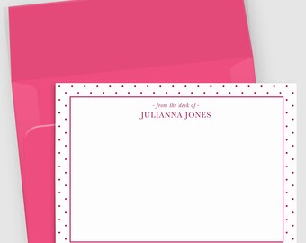 Small Polka Dot Border Stationery | Personalized Note Cards Set of 10