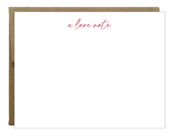 Love Note Letterpress Card: Red Script Stationery Gift