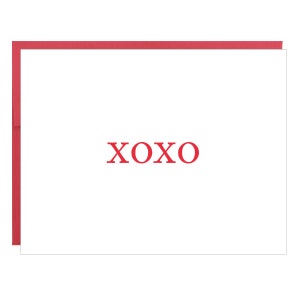 Carte de voeux typographique XOXO - Paquet de 5 | Ensemble carte pour notes et enveloppe rouge