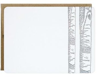 Silver Birch Trees Letterpress Card