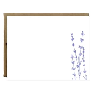Conjunto de papelaria tipográfica Lavender Letterpress com 5 | Presente de papelaria | Cartões de nota tipográfica | Conjunto de cartão de nota e envelope