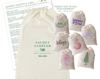 Sachet Sampler Gift Set: 7 Invigorating Scents for Home Refreshing or Thoughtful Gifting