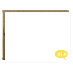 Tarjetas de notas con impresión tipográfica amarilla Hello Bubble (paquete de 5)