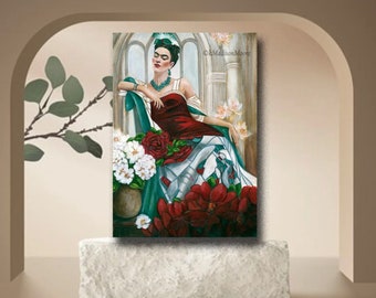 Frida Kahlo Oil painting on Canvas, Wall art painting, Original Canvas Art