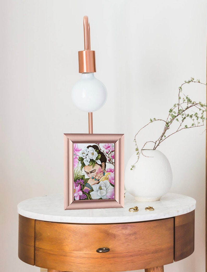 Framed Frida Kahlo print Frida Kahlo artwork Framed print Rose Gold picture frame print Frida prints