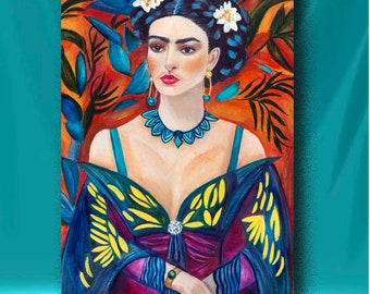 Frida Kahlo Print on Heavyweight Paper, Mexican Wall Art, Canvas Art Print