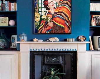 Frida Print, Diego Rivera Print,  Art Print on Canvas Frida Kahlo Print, Wall Art Canvas Print