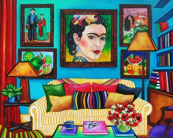 Print on Paper Frida Kahlo, Frida Kahlo Interior Art Print, Print of Mexican Room