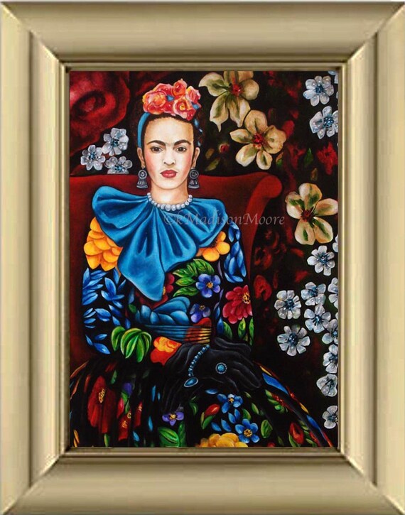 Framed Frida Kahlo print Frida Kahlo artwork Framed print Rose Gold picture frame print Frida prints