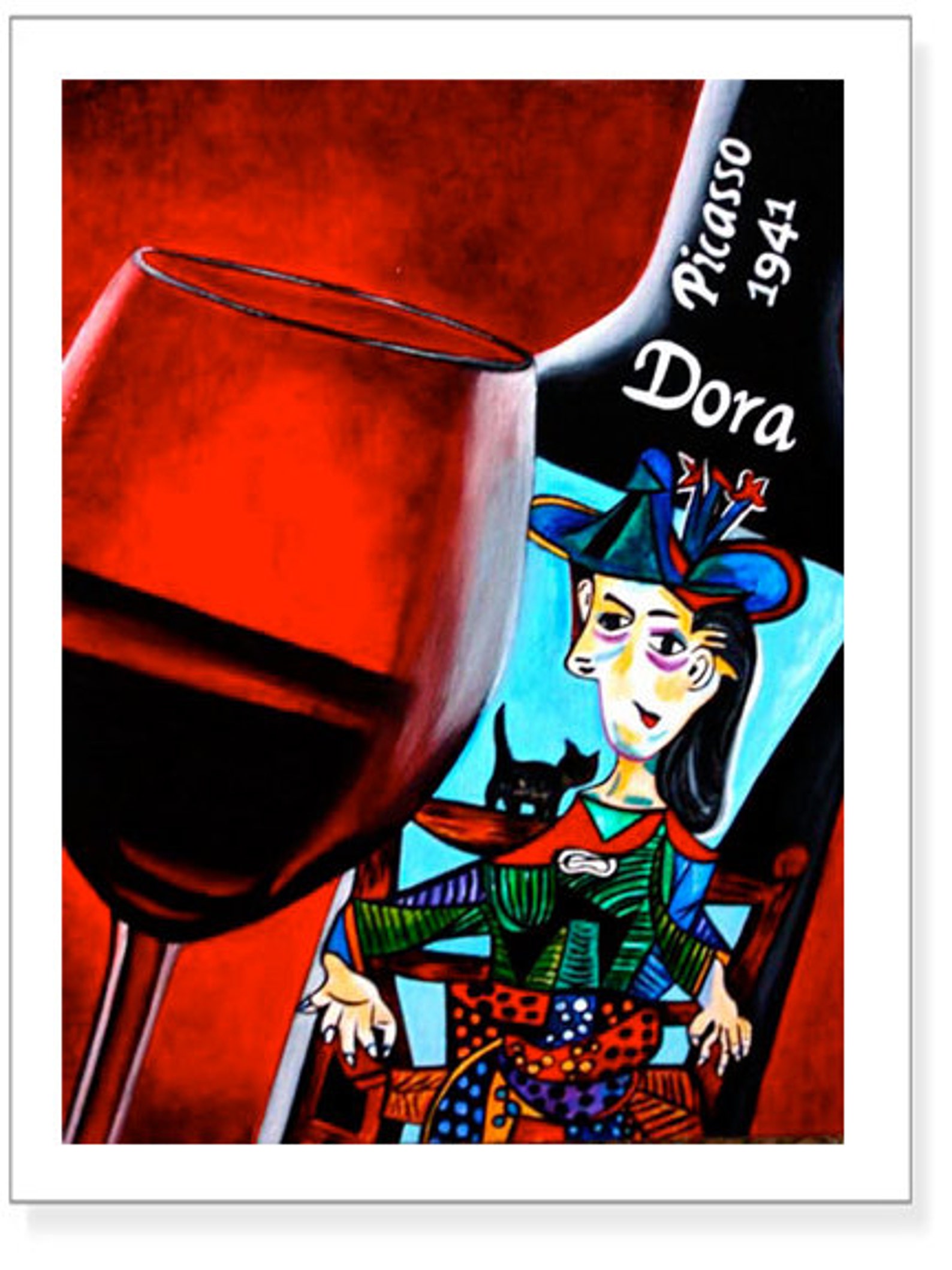 Wine Art Print Kitchen Art Picasso Wine Label Wine Fine Etsy