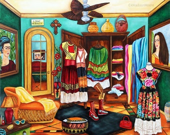 Frida Kahlo Oil Painting on Canvas, Canvas Art, Wall Art, Home Decor Painting