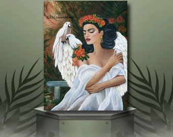 Frida Kahlo Canvas Print, Angel Frida Print, Angel canvas Print