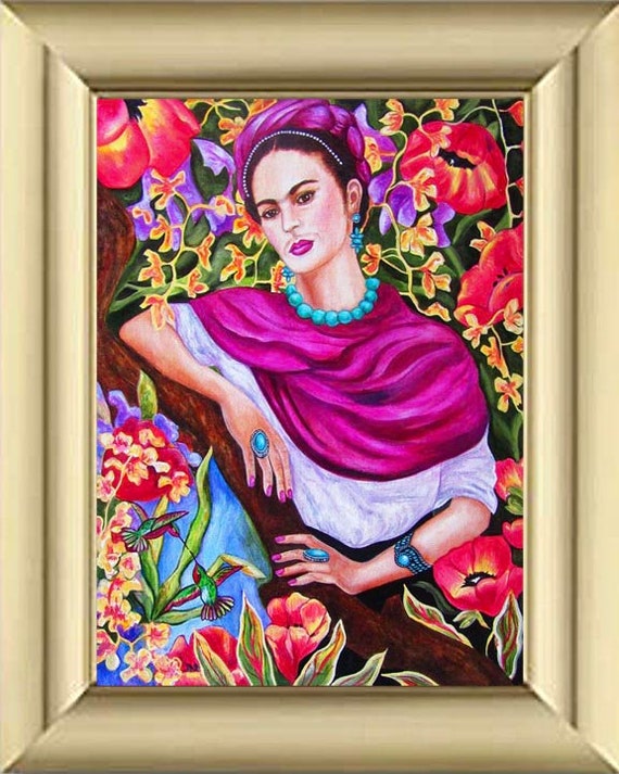 Framed Frida Kahlo print Frida Kahlo artwork Framed print Rose Gold picture frame print Frida prints
