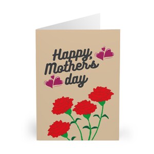 Cartes de voeux, carte de fête des mères, carte fleur rouge, lot de 5, jolie carte-cadeau pour mère, carte spéciale maman, carte unique maman émotionnelle