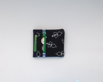 Children's wallet -skeleton fabric design - gifts under 25,valentines day - zippered coin section - billfold-credit card/gift card slots
