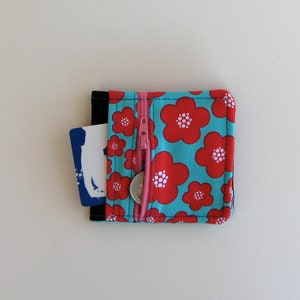 Cartera floral con sección de monedas con cremallera - cartera de tela - billetera con cremallera con sección con cremallera - billetera de childrensn - billetera suave