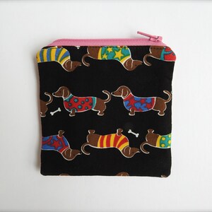 borsa con cerniera - design cani bassotto - piccolo materiale scolastico - portamonete - borsa per accessori - custodia per soldi/carte di credito